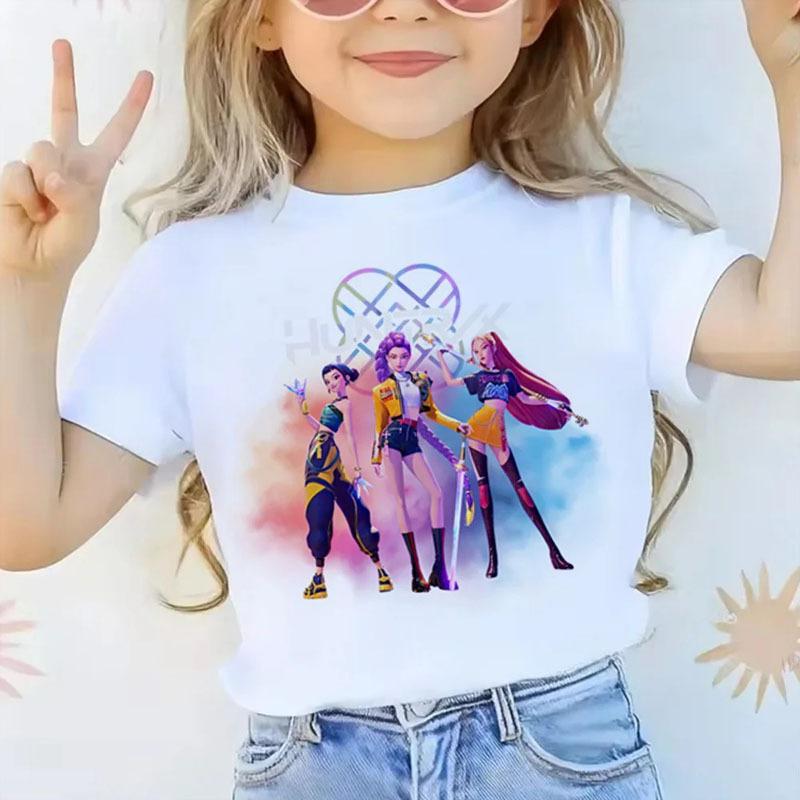 Comfortable Versatile Children's Clothing Top Fashion Printed Short Sleeves Loose T-Shirts Girls