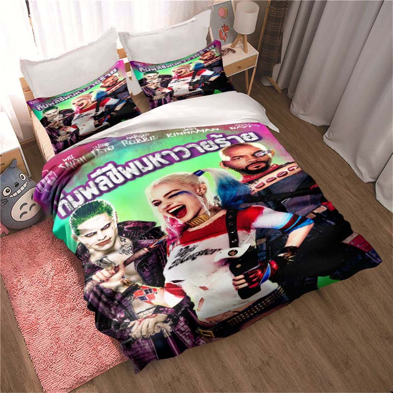 The 1PC Action Movie "Suicide Squad" Bedding Set, Including One Duvet Cover and Two Pillowcases, Creates a Comfortable Home Spac