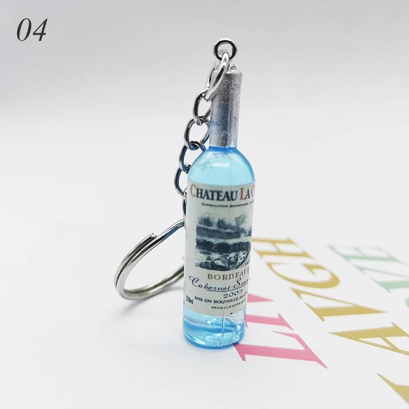 1PC Cute Novelty Pendant Accessions Car Bag Keyring Assorted Color Resin Beer Wine Bottle Keychain