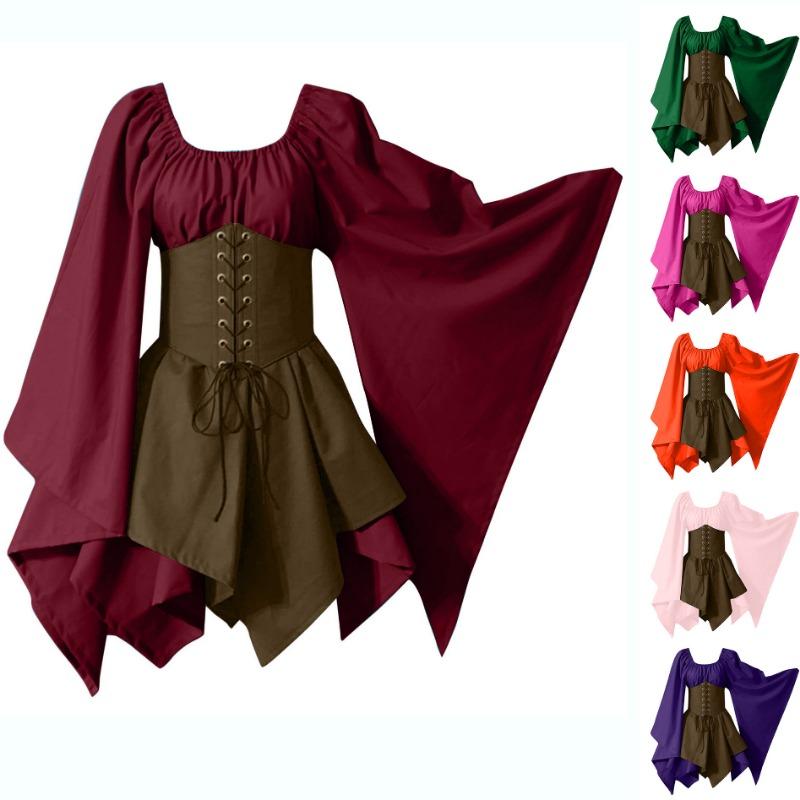 New long-sleeved women's Renaissance medieval dress