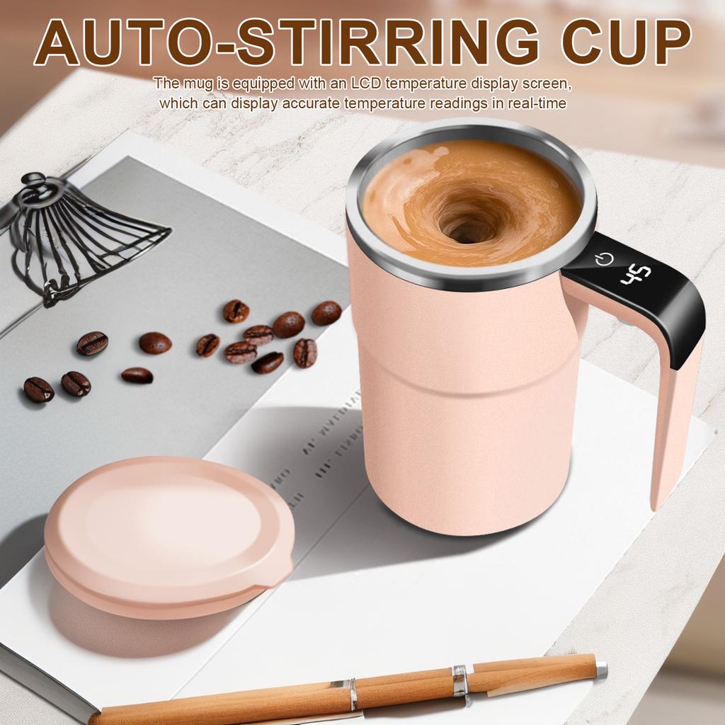 380ML Auto Mixing Magnetic Coffee Mug Automatic Stirring Cup Stainless Steel Travel Coffee Mug for Milk/Cocoa at Office/Kitchen