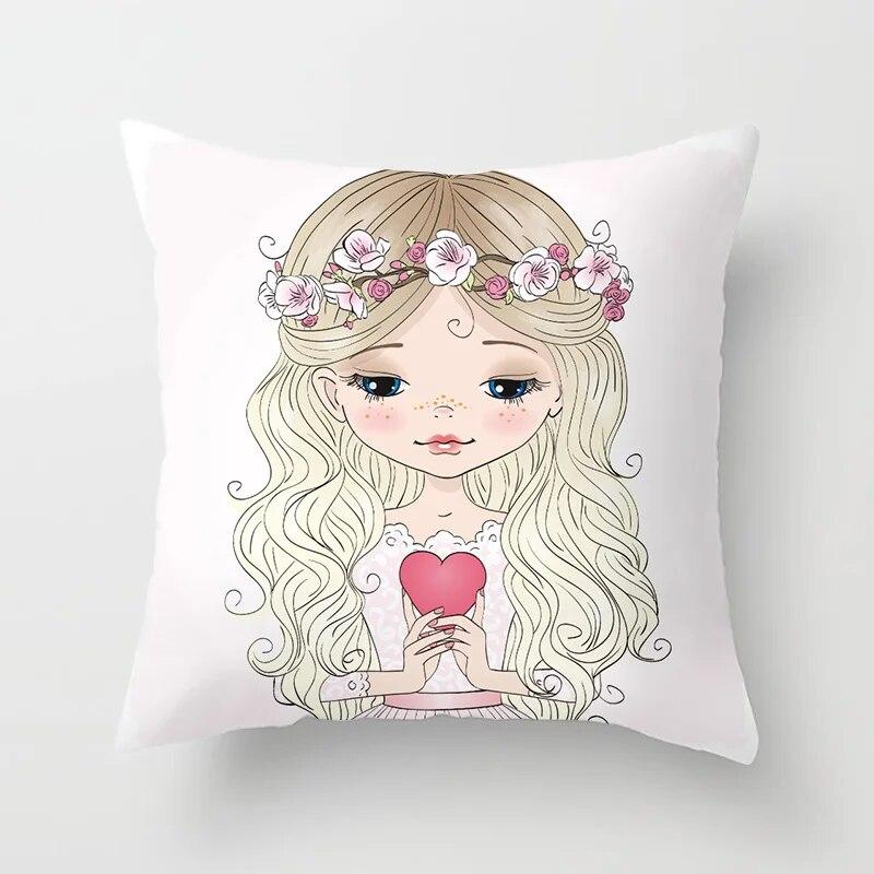 Bedroom Living Room Sofa Bed Decorative Pillowcase Home Decor Cute Girl Princess Cushion Cover