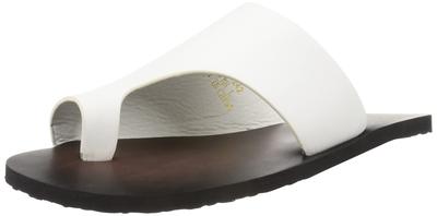 Plus Asymmetrical Cut Comfort Thong Sandals 2405 White Medium 3E San-A Men's