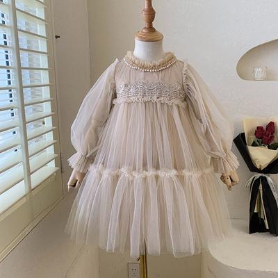 Spring and Autumn New Girls Lace Spliced Princess Dress