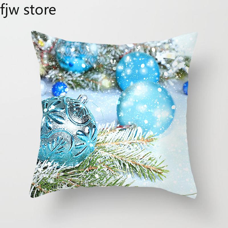 Christmas Decorative Pillowcase  Ball Gift Pendant Printed  Sofa Cushion Cover New Year Home Decoration
