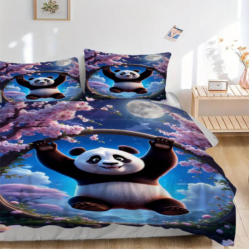 Set Biancheria da Letto Kung Fu Panda 3 Pezzi - Include Una Copripiumino e Due Federe (Nessun nucleo) - Decorazioni per la Casa, Regalo per Festival, Tessuto in Poliestere, Anime