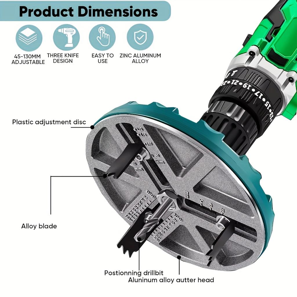 Adjustable Punching Saw Tool for Drilling,Adjustable Punching Saw Diameter1.8-5IN,Wood Working Tools Hole Punch,Hole Opener Tool