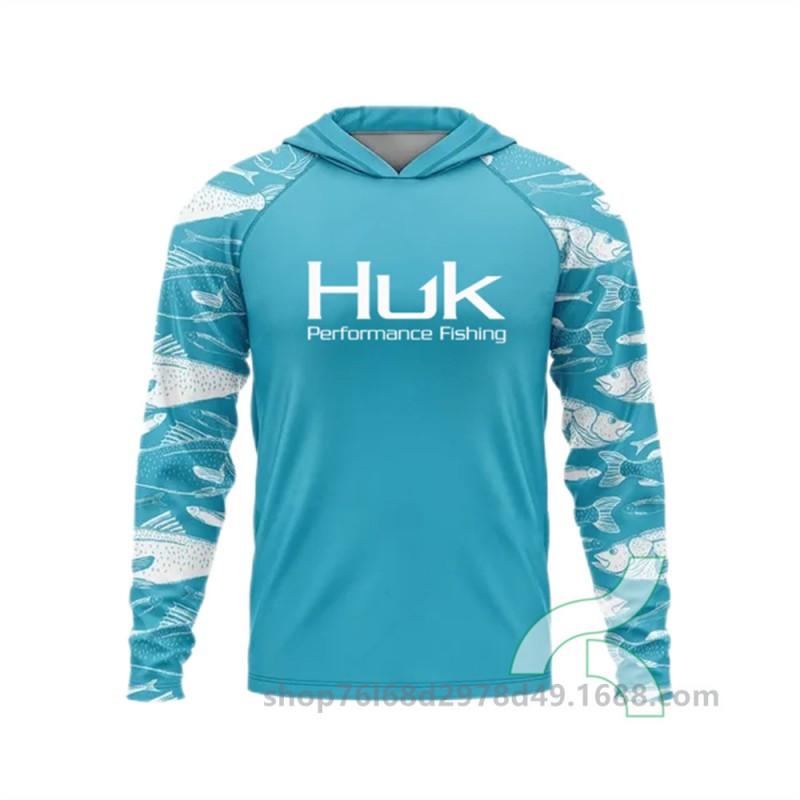 Mens UPF 50 Quick-Dry Fishing Shirt With Hood Long Sleeve Breathable Outdoor T-Shirt Angling Wear