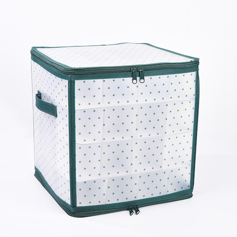 Green Speckle Christmas Ball Storage Box 64-Compartment Christmas Ornament Storage Organizer with Handles Organizing Decorations