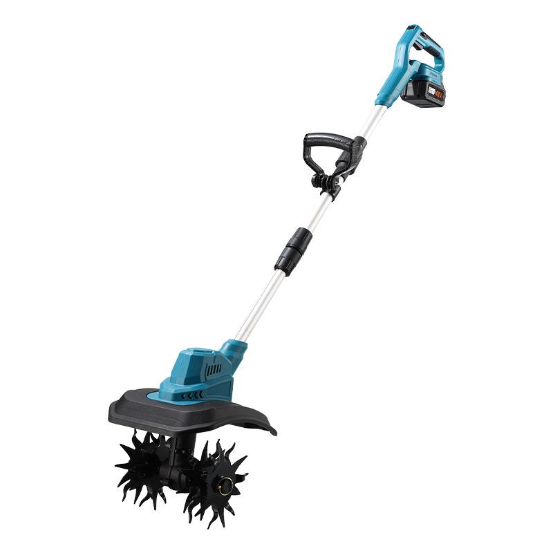 New Lithium Battery Micro Tiller: Four-Blade Soil Loosener for Home Gardening