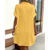 JKASHDK Women's Fashion Summer Spring Solid Color Print Short Sleeve POLO Neck Loose Waistlinet Casual Dresses