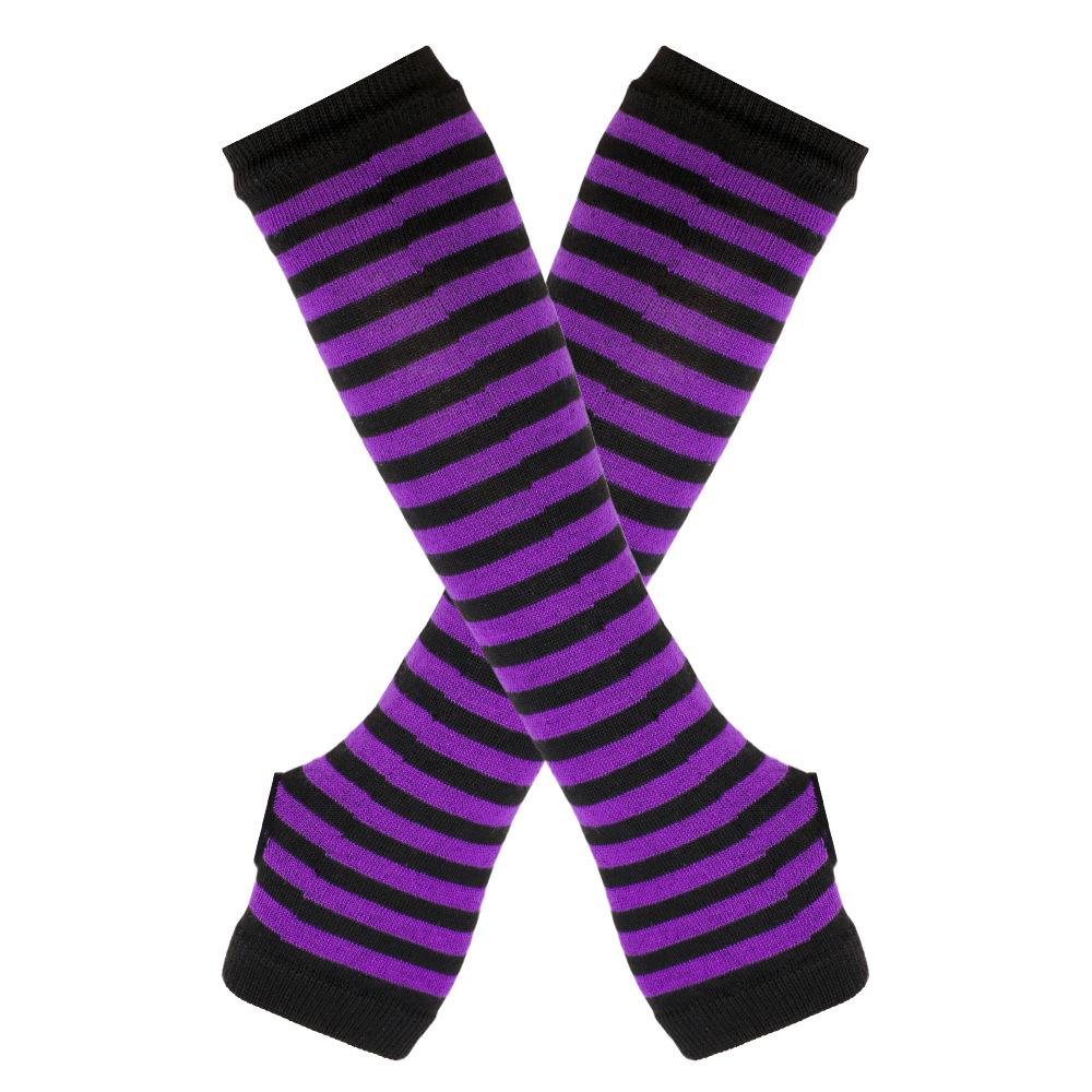 1 Paar Mode Damen Emo Handschuhe Damen Gestreifte Ellbogenhandschuhe Wärmer Gestrickte Lange Fingerlose Handschuhe Ellbogenfäustlinge Weihnachts-Accessoire Geschenk 2024