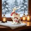 Christmas Table Decorations Reindeer Snowman Resin Figurine White Deer Statue with Red Scarf Decorative Collectibles for Home Winter Holiday