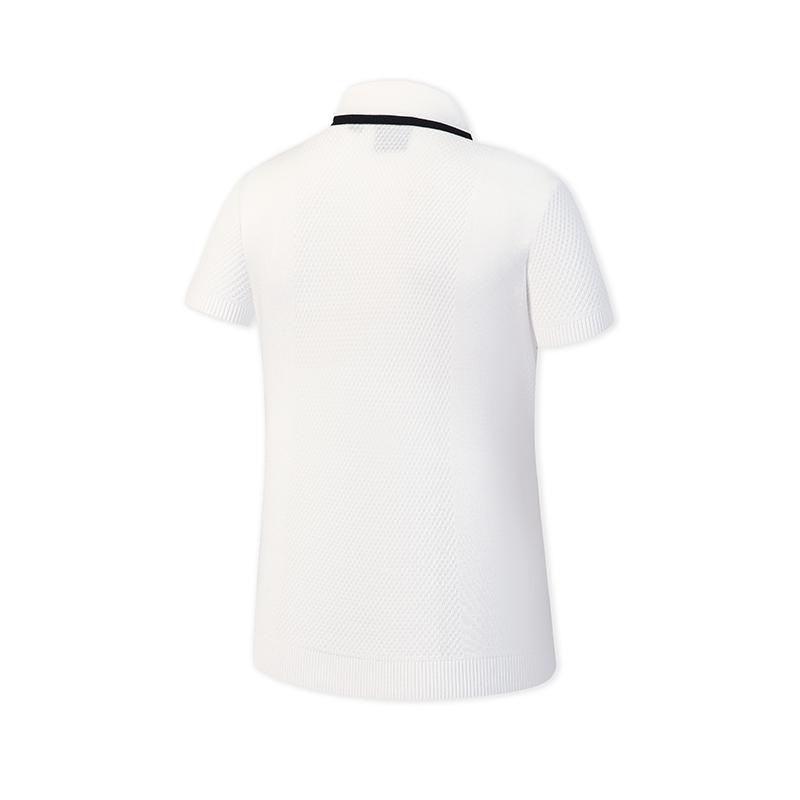 FILA Golf Series Simple Classic Retro Sports Comfortable Casual Polo Knit Short Sleeve Women tops Jade-White A11W625409FWT
