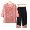 Grandmother's Summer Seven-Sleeve Blouse & Pants Set - Senior Women's Clothing