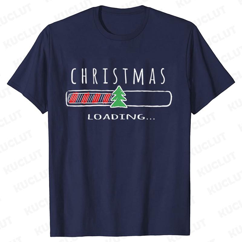Christmas Loading Graphic TShirt Men Clothing Xmas Short Sleeve Tees Happy New Year Tshirt Trendy Merry Christmas Y2k Tops