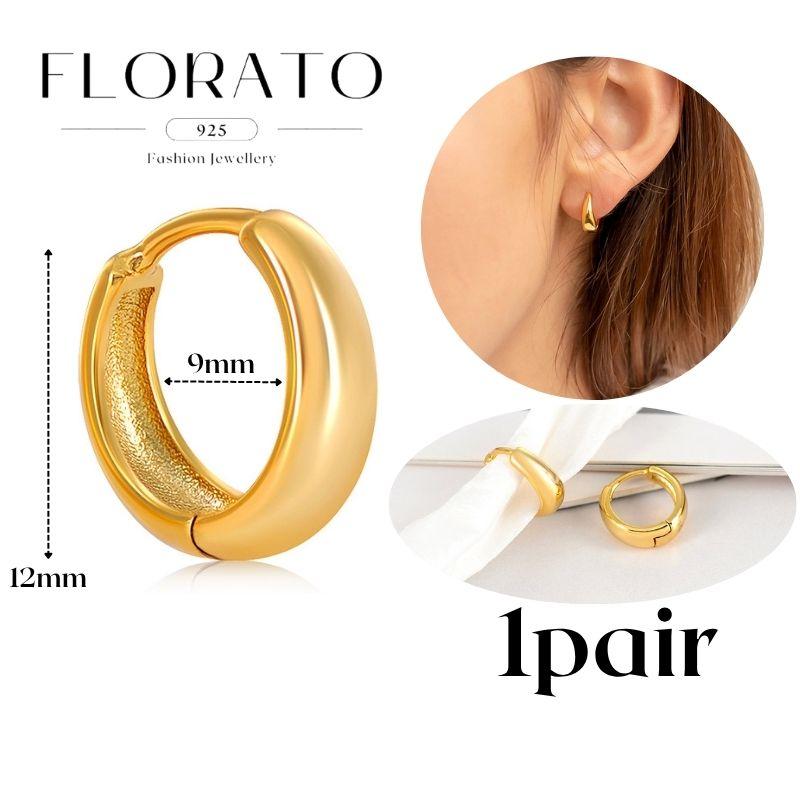 Perforation 925 Silver Ear Needle Minimalist Hoop Earrings Metallic Gold Earrings For Women CZ Fashion Jewelry