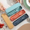 3Pcs Wheat Straw Dinnerware Set Portable Tableware Knife Fork Spoon Eco-Friendly Travel Cutlery Set Utensil Box Chopsticks Set