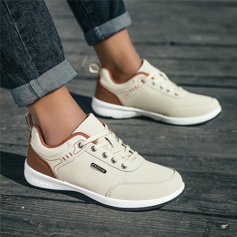 2025 Men's Spring and Autumn Breathable new leather Casual sports shoes, breathable flat shoes, plus-size running shoes