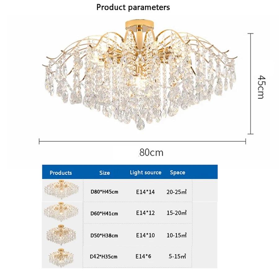 French Crystal Chandelier Modern Ceiling Lamps Luxury Living Room Lights Home Decor Items Dining Room Hotel Bedroom Room Lights