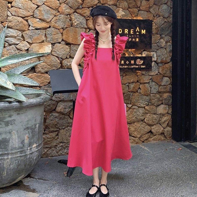 French design sense of thin backless beach skirt women's summer new Sanya seaside travel vacation sleeveless dress