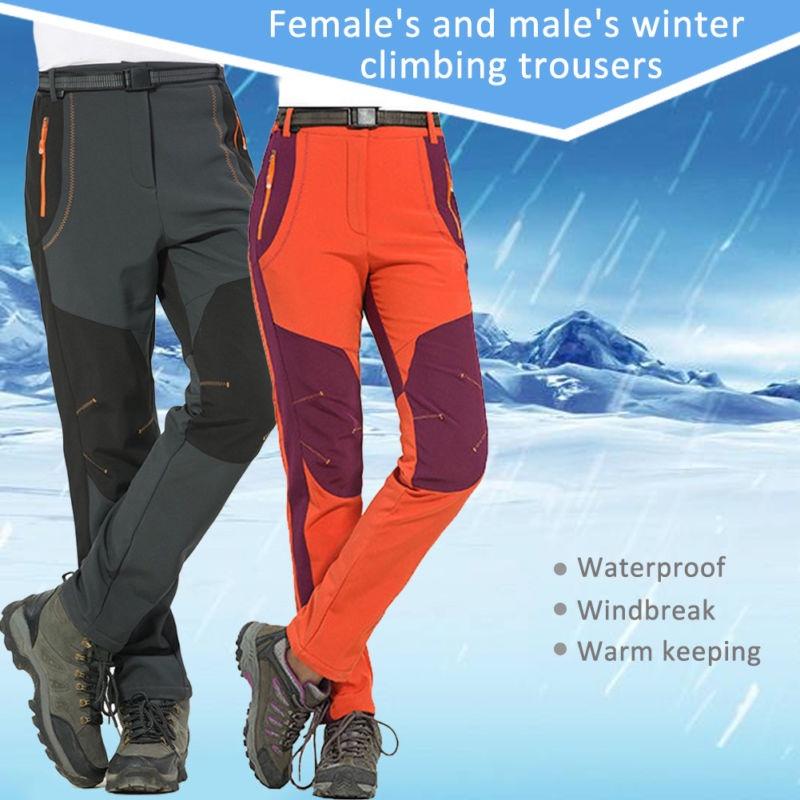 Men's Women's Warm Outdoor Hiking Ski Pants With Cozy Fleece And Waterproof Fabric