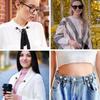 4pcs Pearl Chain Button Pins for Loose Jeans No Sew Pant Waist Tightener Adjustable Button Waistband Tightener Clips for Women