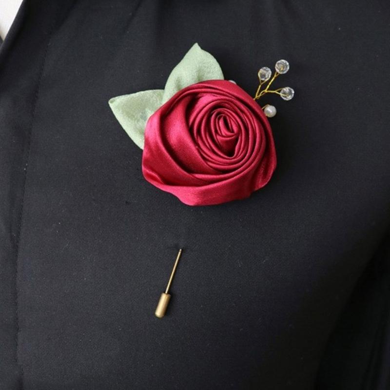 Artificial Rose Flower Set Elegant Silk Rose Boutonniere In Various Color for Wedding Ceremony and Parties