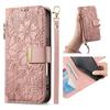 Floral Embossed Leather Wallet Flip Case for OPPO A6 A6X A6T A6S A6C A5 A5X A3 A3X A1 Pro 4G 5G Card Slots and Wrist Strap Cover