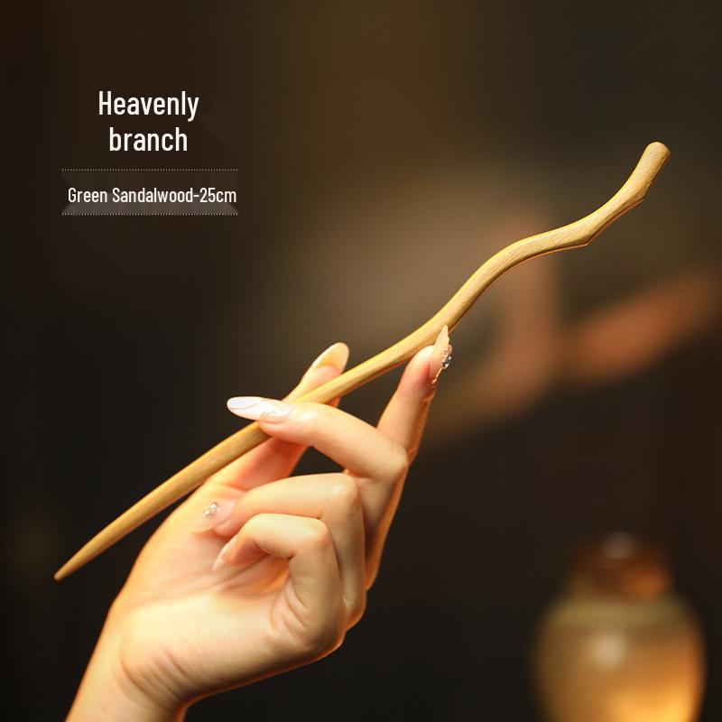 Elegant Handmade Black Sandalwood Hairpin: New Chinese Style, Ancient-Inspired, Simple, Everyday Wooden Hairpin for Women