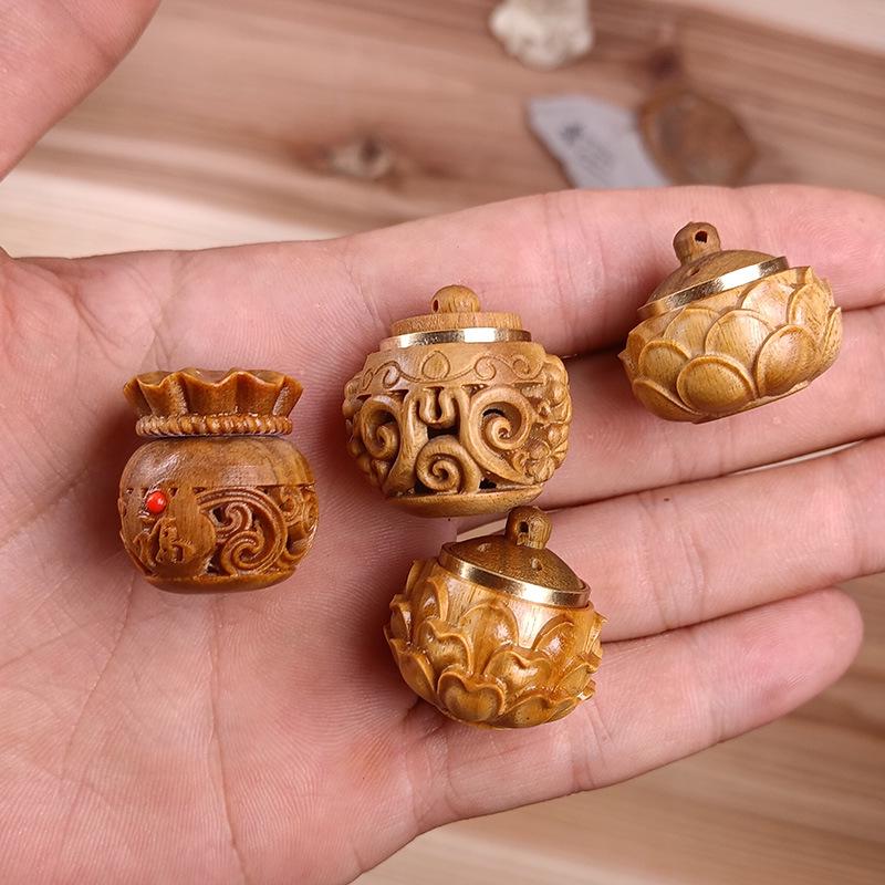 Green Sandalwood Gourd Pendant Phone Charm and DIY Hollow Ornament Jewelry.