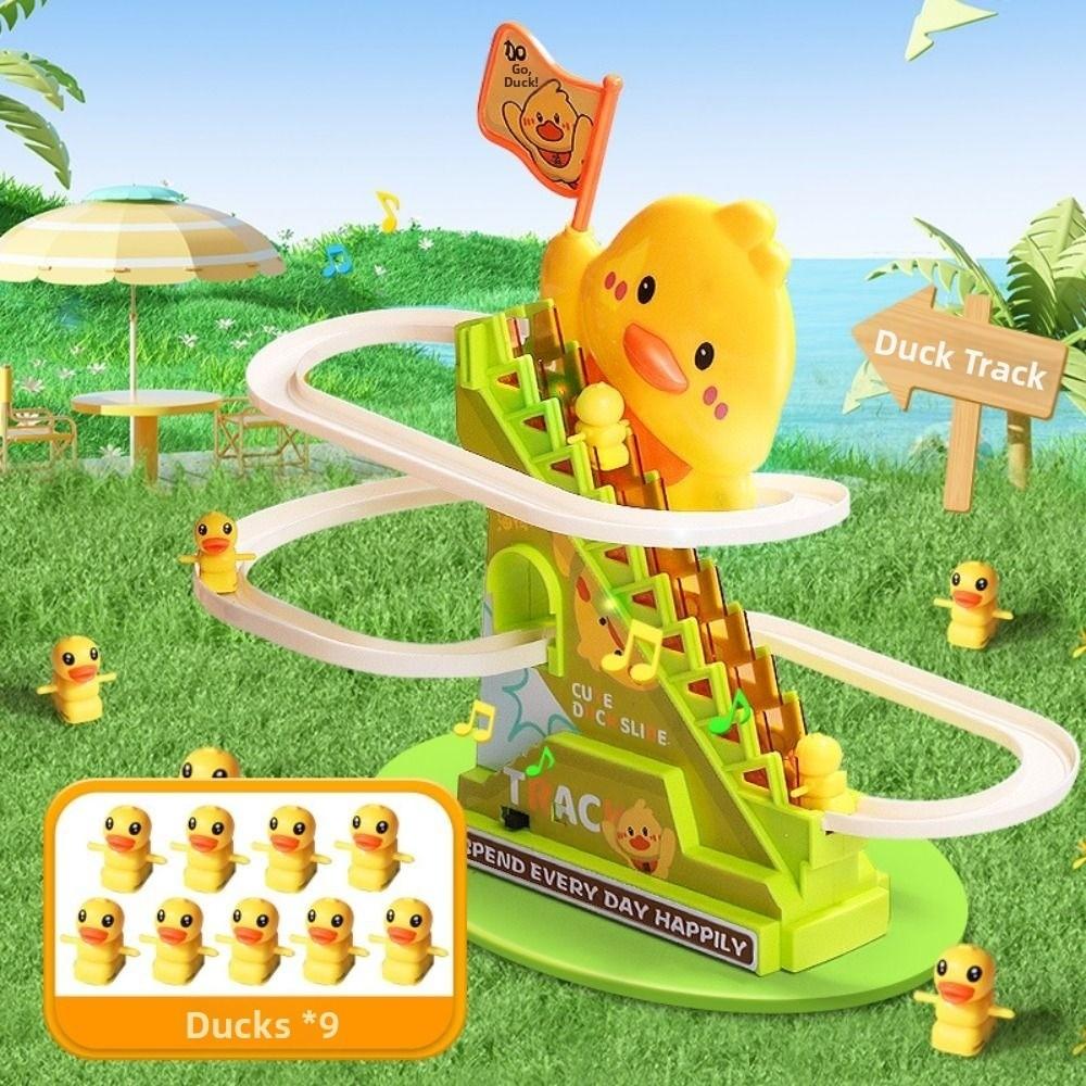 Creative Electric Duck Track Toys Cute Duck Roller Coaster Toy Ducklings Climbing Stairs Toy Baby
