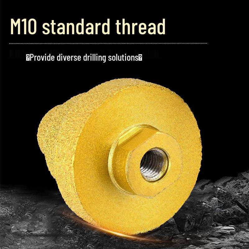 Brazed Diamond Step Drill Bit for Ceramic and Stone Chamfering, Hole Enlarging, and Trimming - Multi-Cone Chamfering Tool