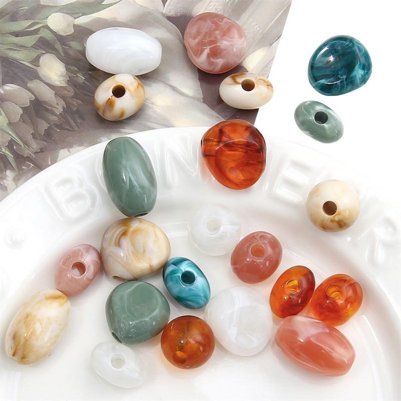Two-Tone Acrylic Oval Bead for DIY Ancient Style Bracelets and Necklaces