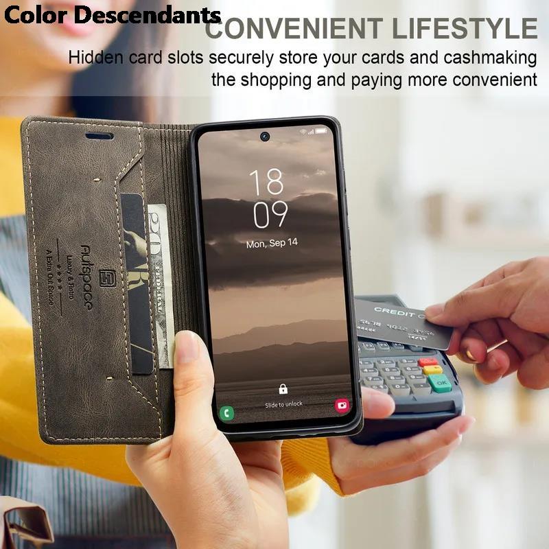RFID Leather Flip Magnetic Cover For Samsung Galaxy A16 A15 A25 A35 A55 A14 A24 A34 A54 A 04 S A13 A23 A33 A53 A73 Wallet Case
