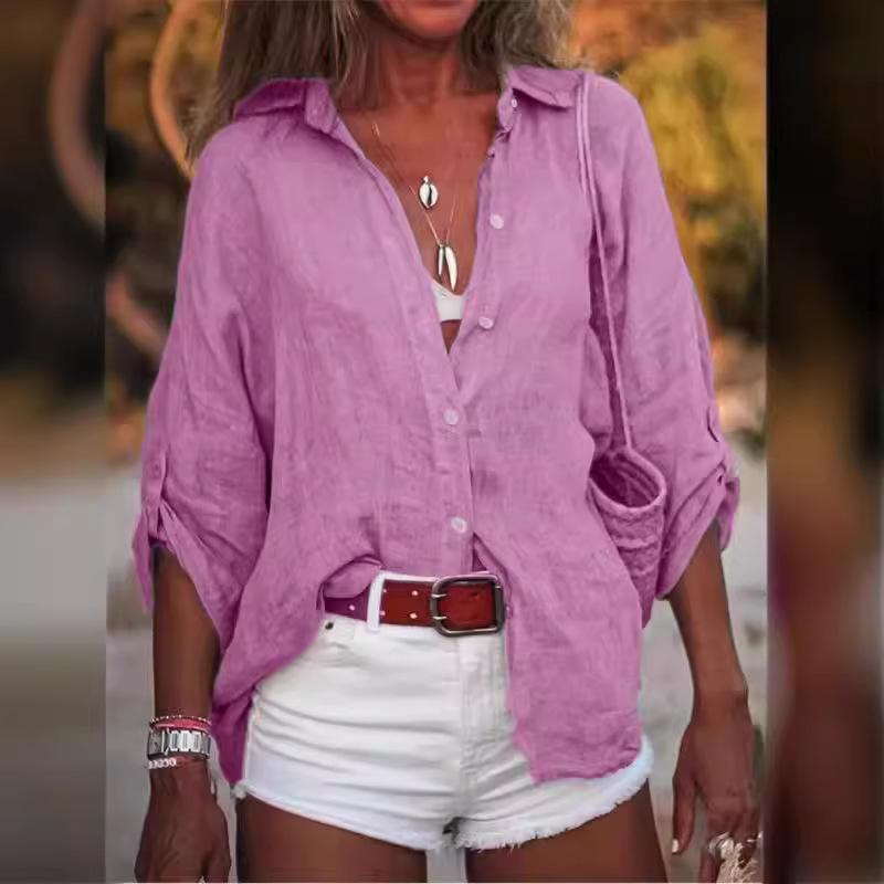 Women's Loose Fit Gray Long Sleeve Shirt