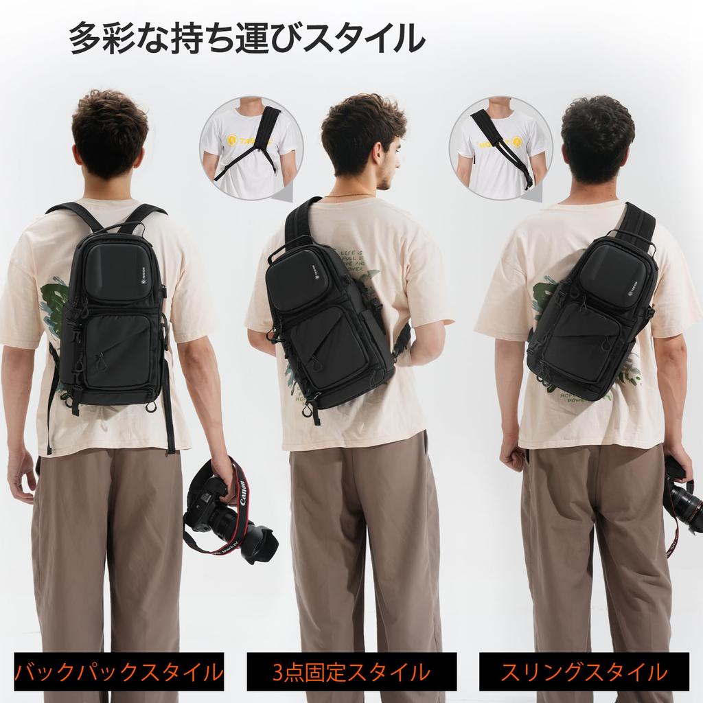 Camera Bag Sling Two Compartments Connectable and EVA Impact Resistant Hard Shell Shoulder Water Side Access [TARION] 9L, (Upper Lower), Bag,