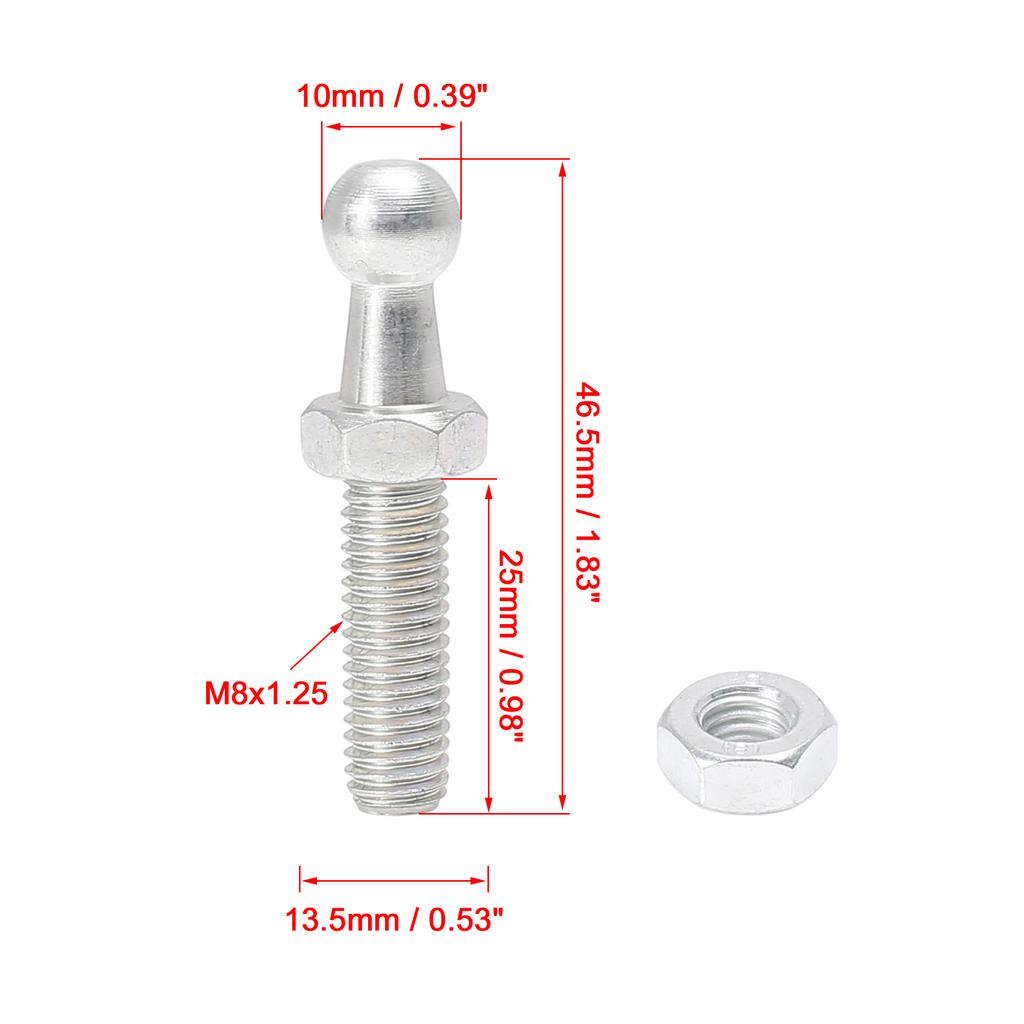 X Autohaux 10mm M8x15mm M8x20mm M8x25mm M6x15mm M6x20mm Car Gas Strut Ball Studs Silver Tone for Gas Struts Shocks 2 Sets 4 Sets