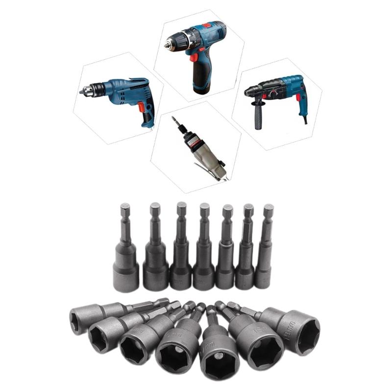 Impact Socket Magnetic Nut Screwdriver Hex Key Set Drill Bit Adapter Suitable For Power Drills Driver Maintenance 14pcs