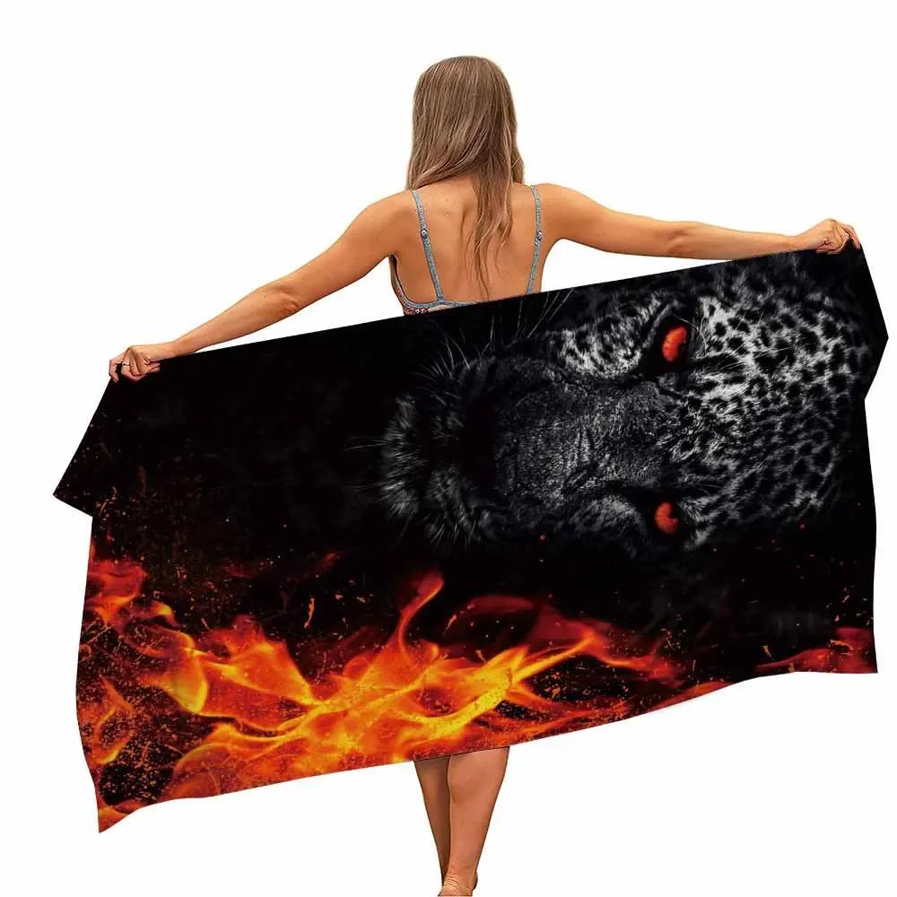 Asciugamano da Piscina e Spiaggia in Microfibra Cougar Jaguar Portatile Asciugatura Rapida Sabbia Esterno Viaggio Nuoto Campeggio Coperta Tappetino Yoga Donna Uomo