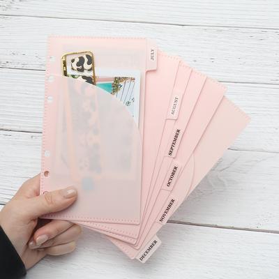A6 Růžová Černá Průhledné Kapsy na pořadače Přihrádky na pořadač pro Notebook Oddělovací strana Vodotěsná PVC listová taška na dokumenty