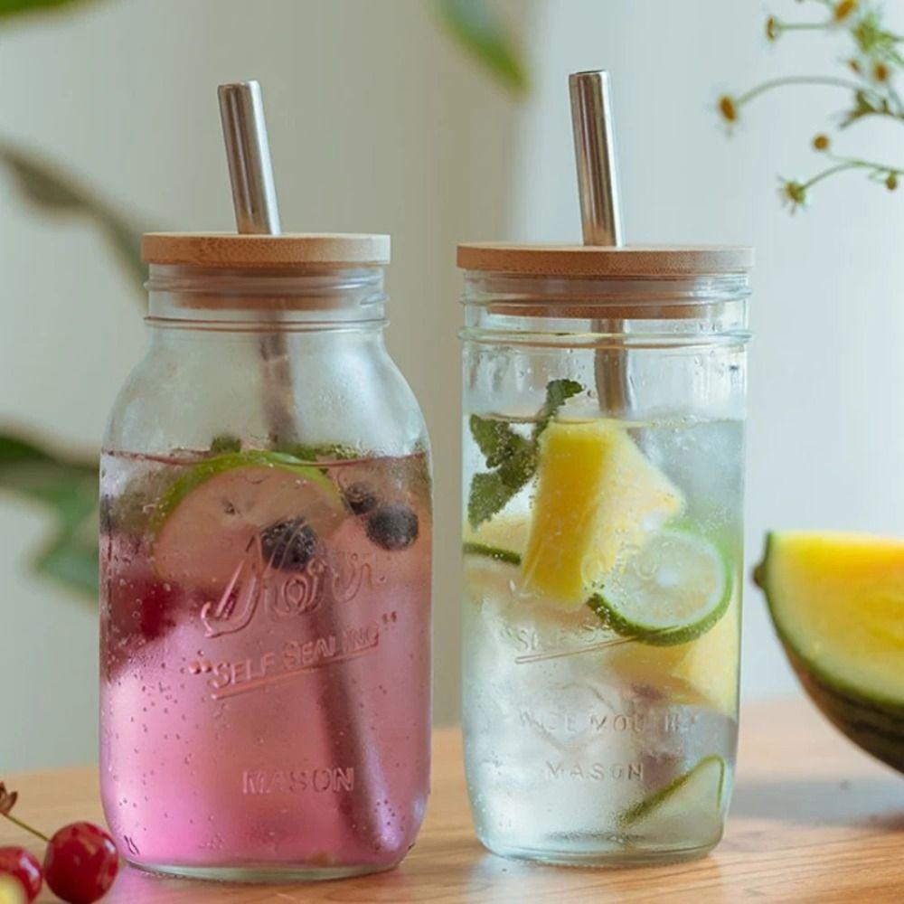 Straw Lid With Glass Hole Bamboo Wood Lids Mason Jar Lids Cup Covers