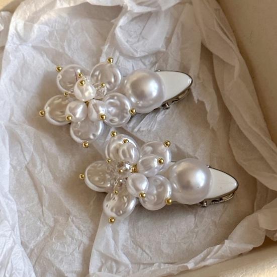 Girl Hairpin Imitation Pearls Flower Shape Hair Pin Full Luster Side Bang Hair Clip Lightweight No Pressure Hair Accessory