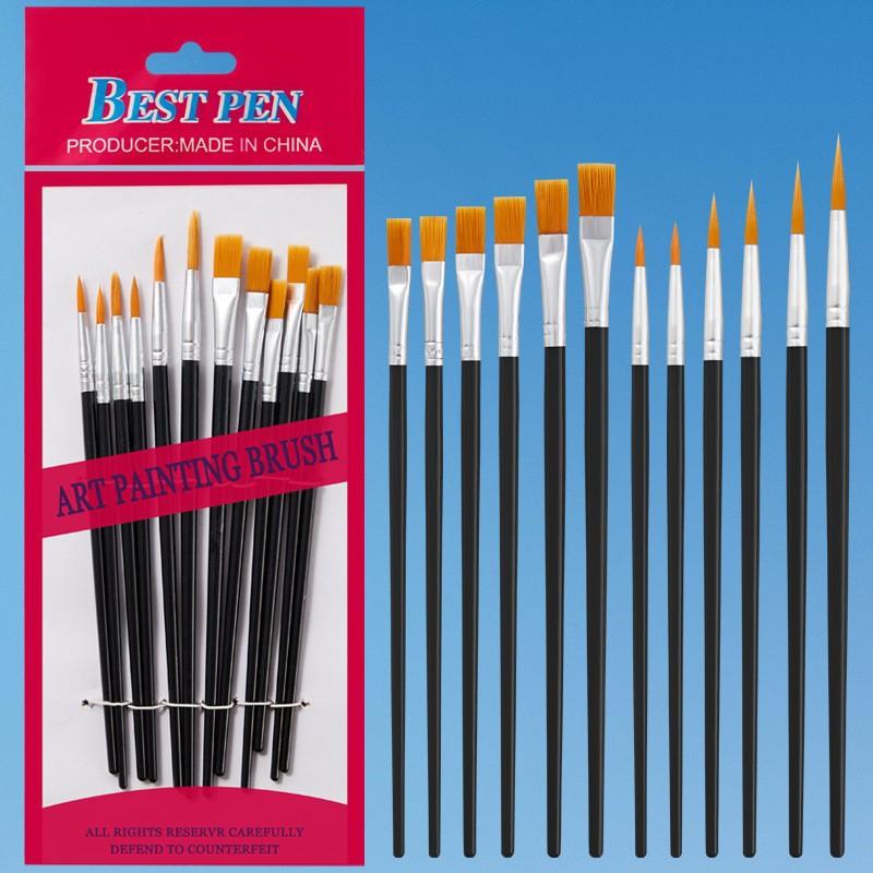 Zestaw 6/12 sztuk Pędzli Malarskich Dla Dzieci Akrylowych Z Płaskimi Okrągłymi Szpiczastymi Pędzlami Rzemieślniczymi Akwarelowymi Olejnymi