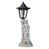Solarbetriebene Harz-Gartenstatue Mutter Kind hält Buch Outdoor-Dekoration Europäischer Stil Hofschmuck
