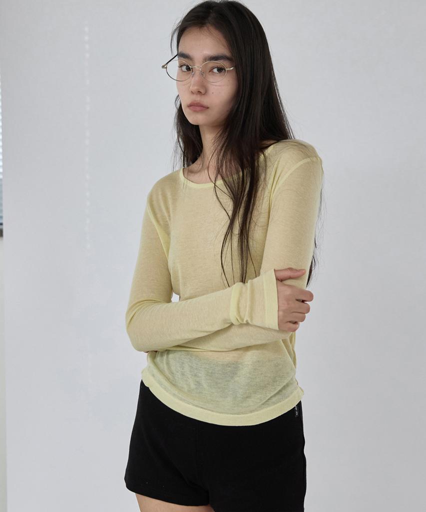Lense Sheer Layered Long Sleeve Tee Yellow