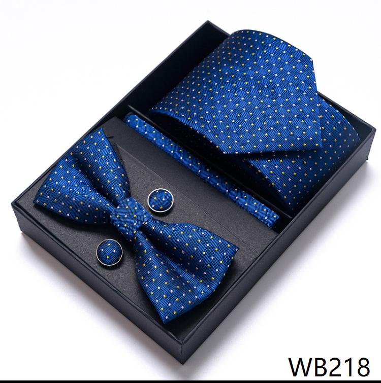 Men'S Business Dress Party Tie Gift Box Fashion Tie Square Scarf Combination Set Tie Bow Tie Set