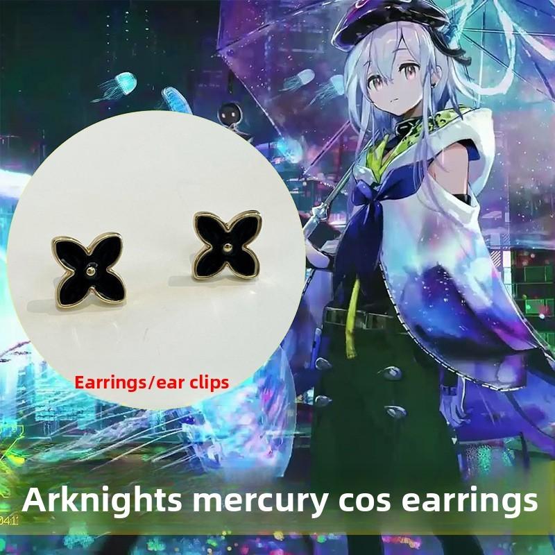 Arknights Mizuki Cos Game Four Leaf Clover Ear Earrings Animation Peripheral
