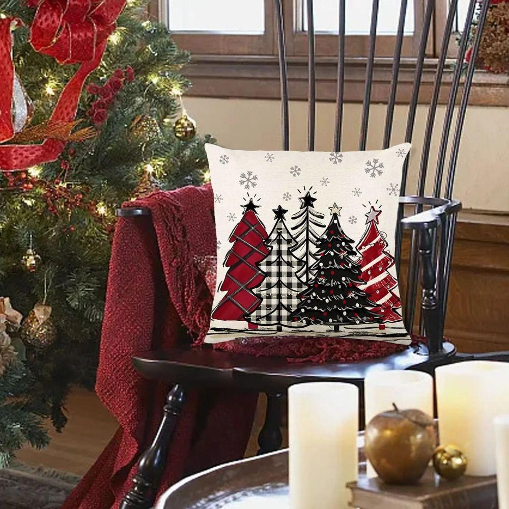2Pcs Microfiber Xmas Throw Pillow Case 45x45cm Sofa Pillowcase Christmas Tree Cushion Cover Pillow