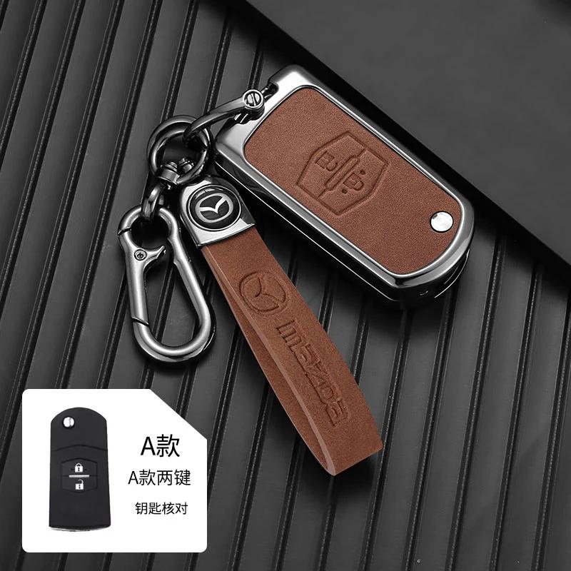 2025 Hot 3 Buttons Car Leather Key Case Protector Cover Shell For Mazda CX-5 CX5 CX-7 CX7 3 2 6 Atenza CX-9/CX9 MX5 Key Case Acc